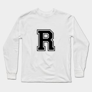 Initial Letter R - Varsity Style Design - Black text Long Sleeve T-Shirt